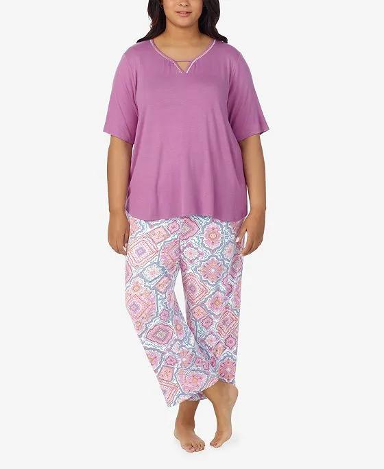 Plus Size Short Sleeve 2 Piece Pajama Set