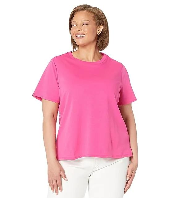 Plus Size Short Sleeve Crew Neck Solid Polished Knit Top