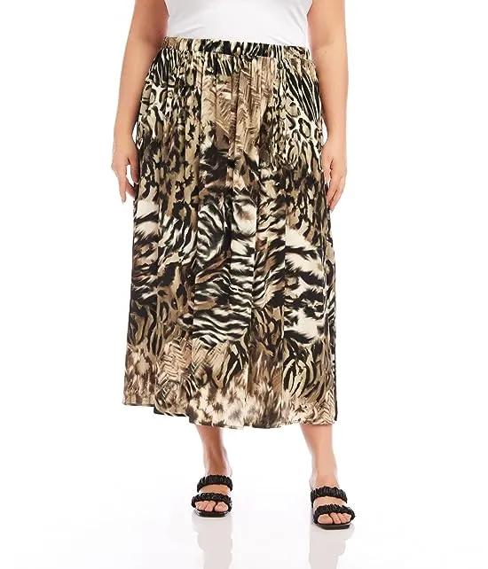 Plus Size Side-Slit Midi Skirt