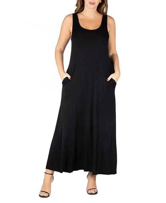Plus Size Sleeveless Maxi Dress with Pockets