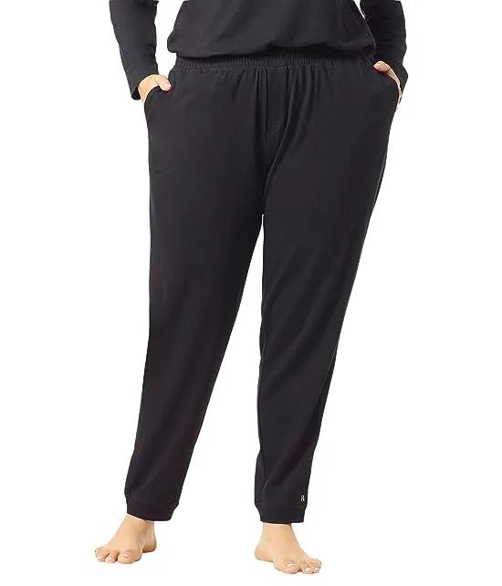 Plus Size Solid Cuffed Lounge Pants with Pockets