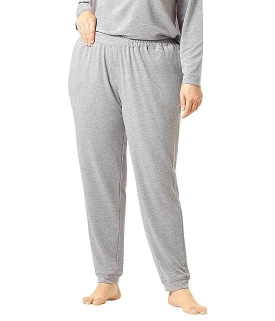 Plus Size Solid Cuffed Lounge Pants with Pockets