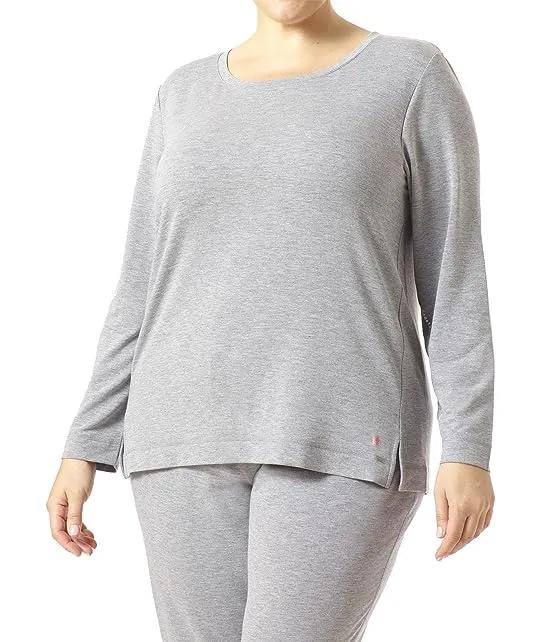 Plus Size Solid Long Sleeve Lounge Tee