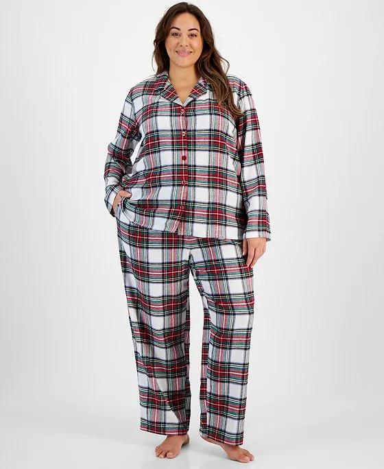Plus Size Stewart Cotton Plaid Pajamas Set, Created for Macy's