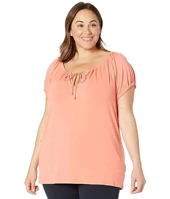 Plus Size Stretch Jersey Peasant Top