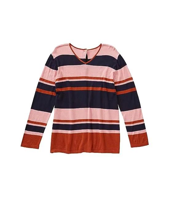 Plus Size Striped Open Back Adaptive Sweater