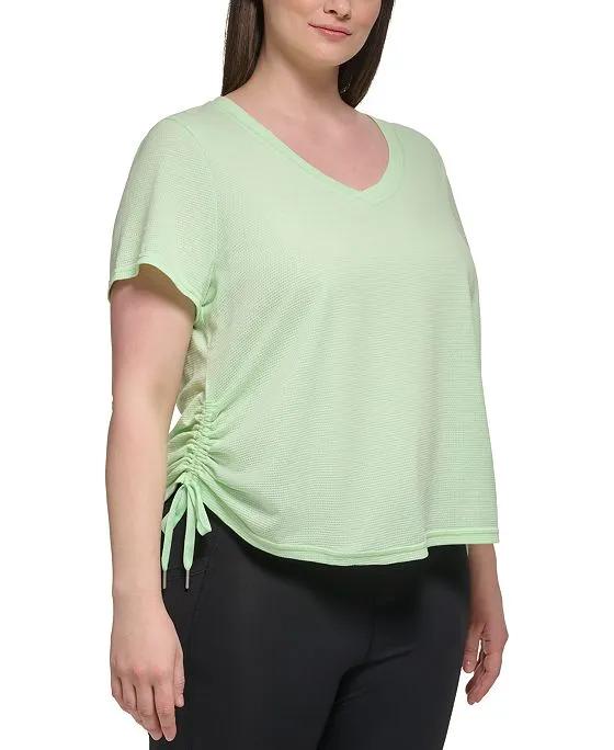 Plus Size Textured Side Ruched T-Shirt