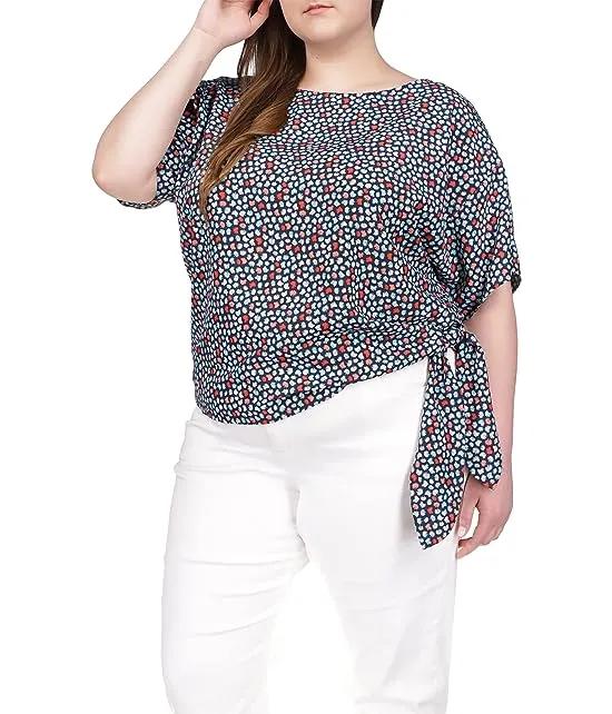 Plus Size Tossed Palm Side Tie Top