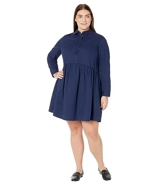 Plus Size Utility Dress in Washed Twill