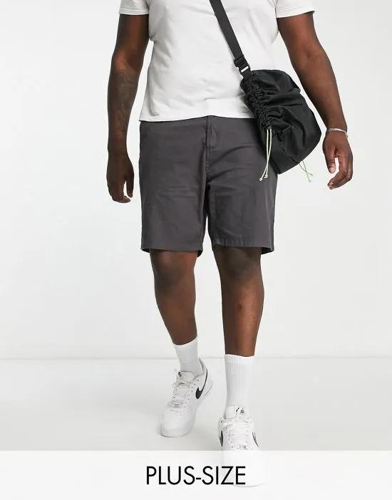Plus slim fit chino shorts in charcoal