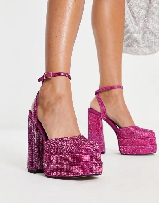 Pluto embellished platform heeled shoes in pink