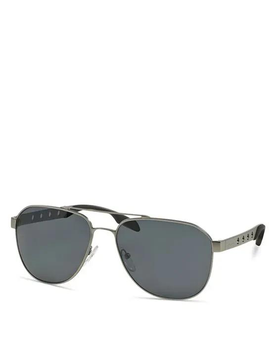  Polarized Punched Aviator Sunglasses, 60mm