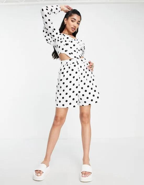 polka dot high-waisted short in black and white - part of a set