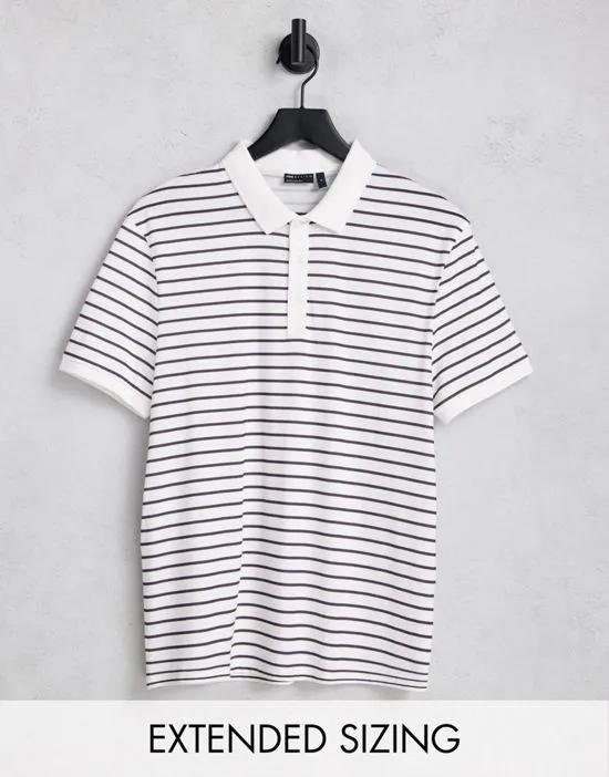 polo t-shirt in black & white stripe