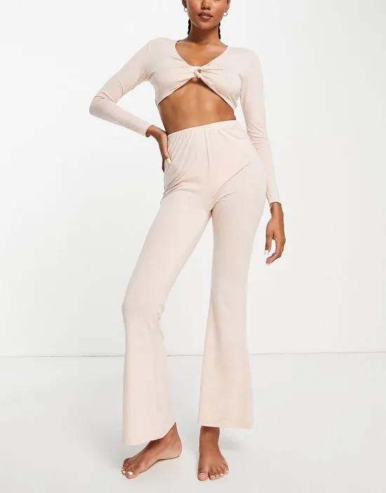 polyester flared pants in pink