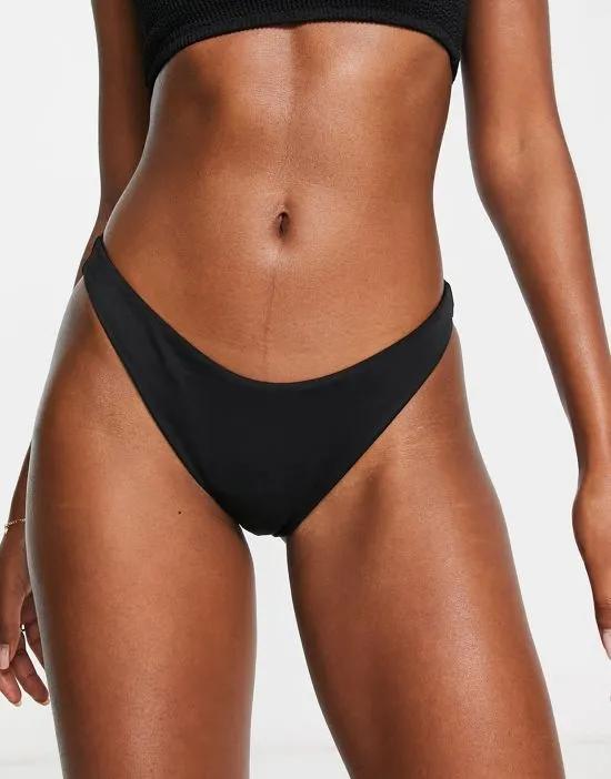 polyester highcut bikini briefs in black - BLACK