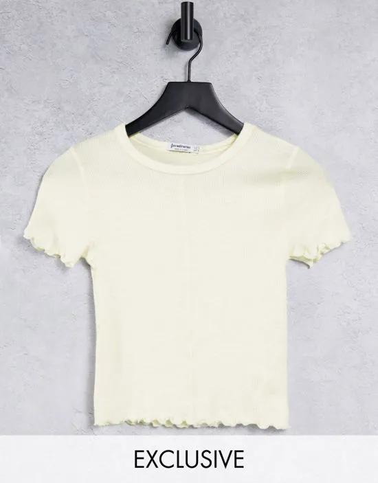 polyester seam front tshirt in beige - BEIGE