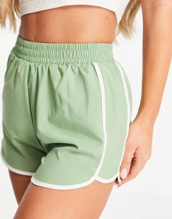 polyester woven runner shorts in khaki