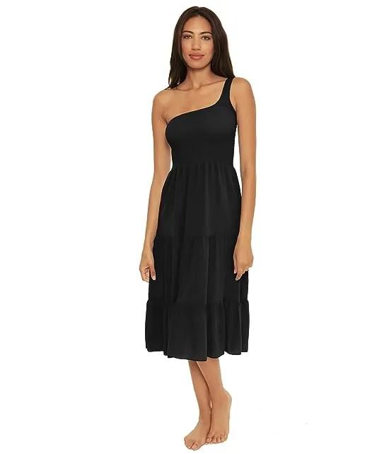 Ponza Crinkled Rayon Asymmetrical Dress Cover-Up