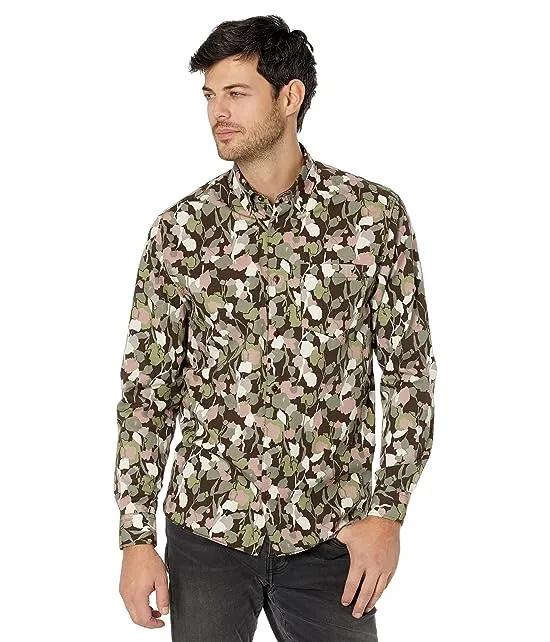 Poplar Long Sleeve Abstract Floral Print Shirt