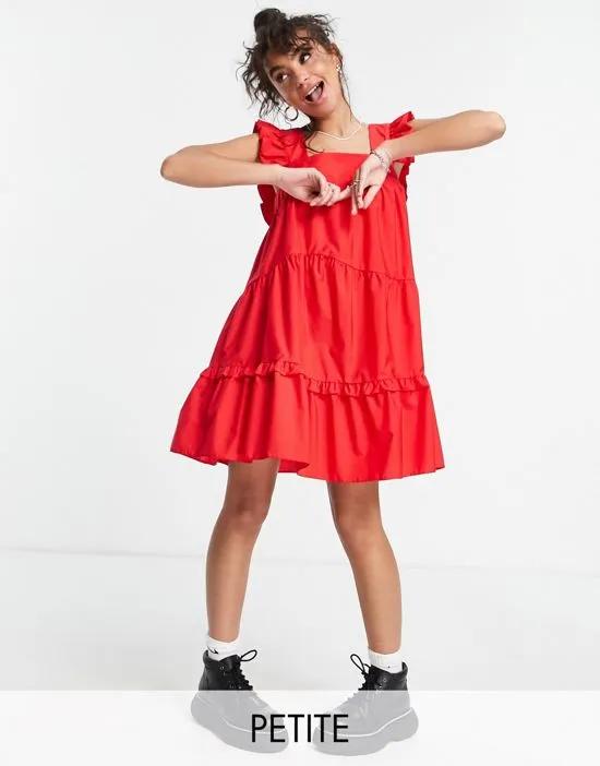 poplin mini pini dress in red