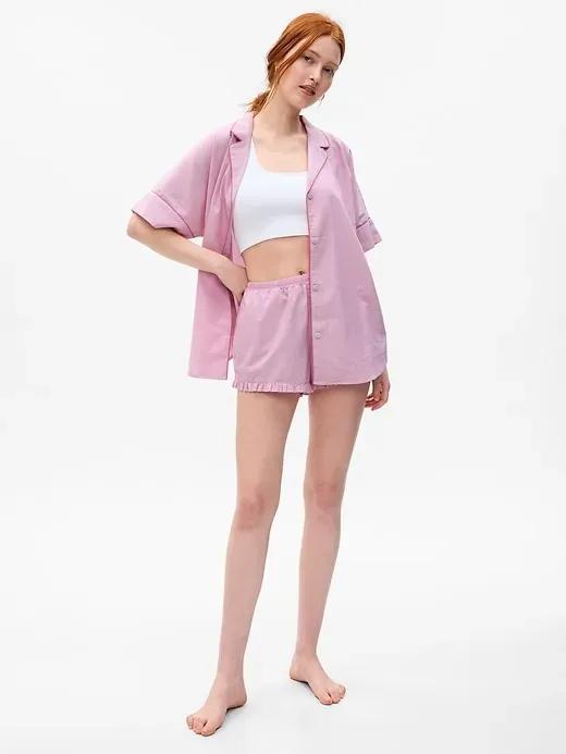 Poplin Ruffled PJ Shorts