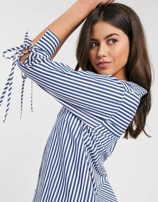 poplin stripe shirt in blue