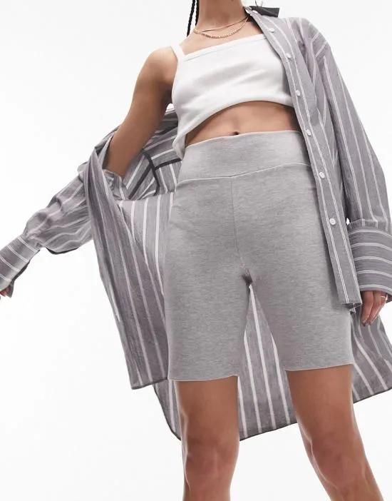 premium heavy weight legging shorts in heather gray