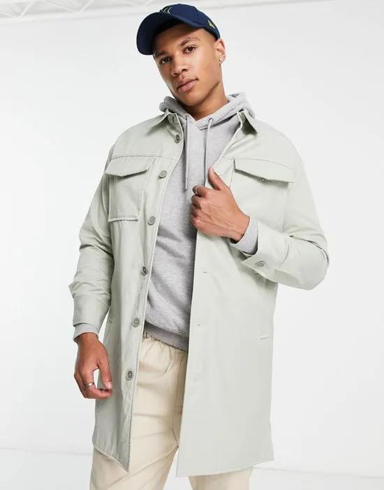 premium patch pocket oversized trench coat