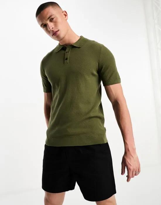 Premium pique polo in khaki