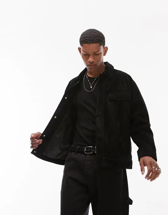 Premium real suede western jacket in black