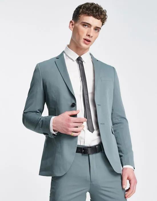 Premium slim fit suit jacket in light green