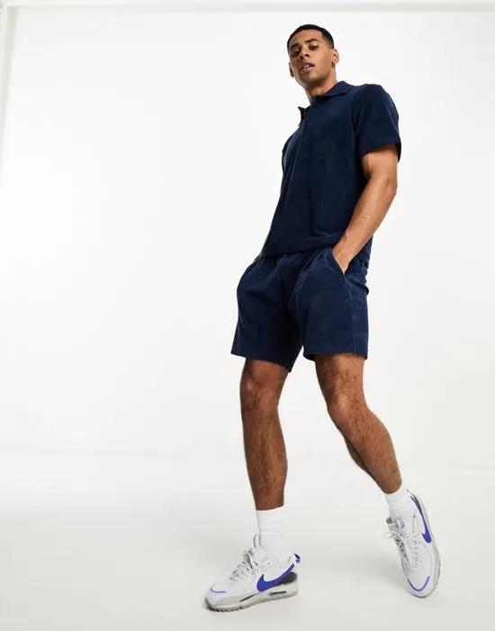 Premium towelling short in navy - part of a set