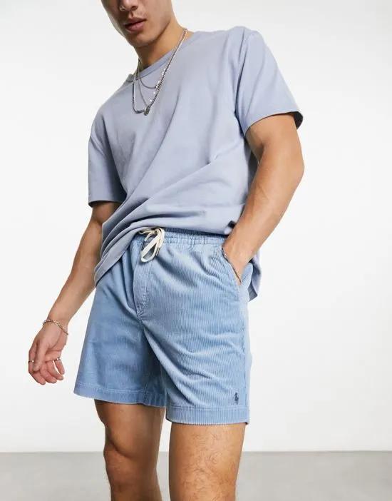 Prepster flat front cord chino shorts classic oversized fit in light blue