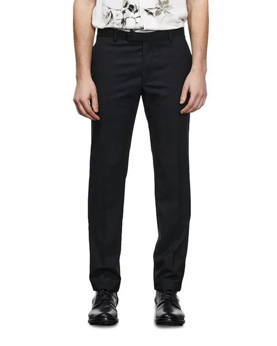 Prince of Wales Navy Fitted Pleated Trousers