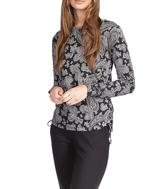 Print Ruched Long Sleeve Tee