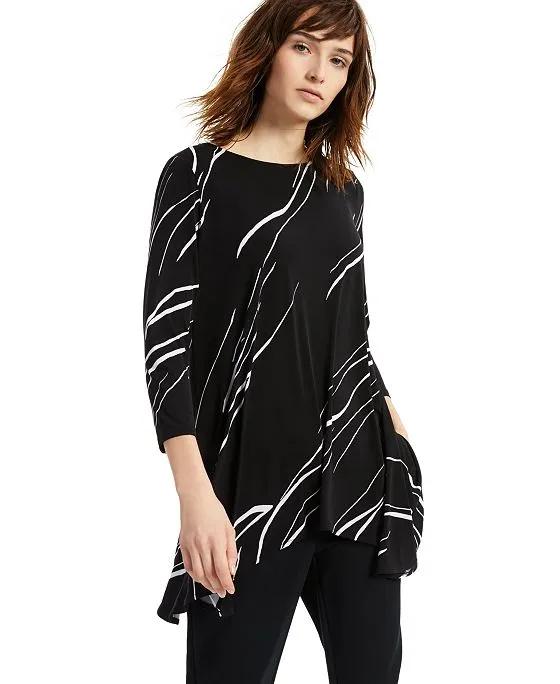 Printed Asymmetrical Swing Knit Top, Created for Macy's