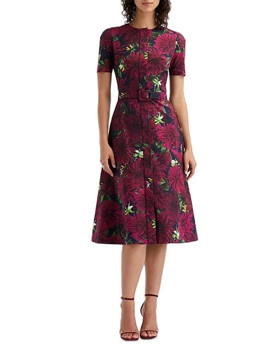 Printed Button Front Dress