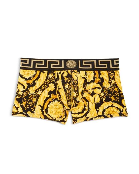 Printed Low-Rise Stretch Cotton Blend Trunks