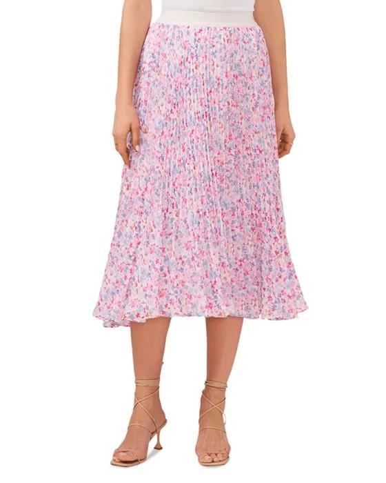 Printed Pleated Midi Skirt