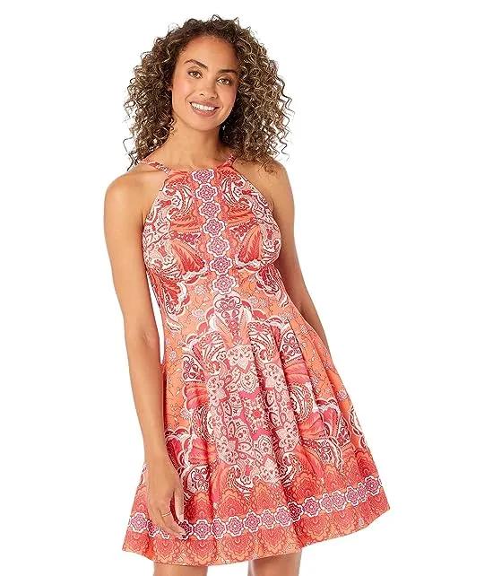 Printed Scuba Halter Fit-and-Flare