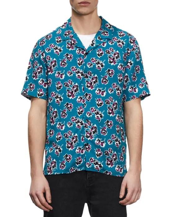 Printed Short Sleeve Button Front Camp Shirt