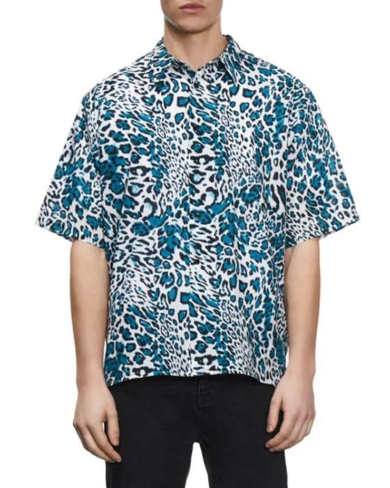 Printed Short Sleeve Button Front Shirt