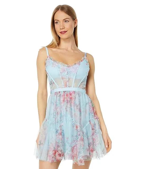 Printed Tulle Cocktail Dress