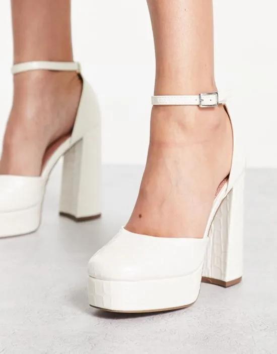 Priority platform high heeled shoes in white