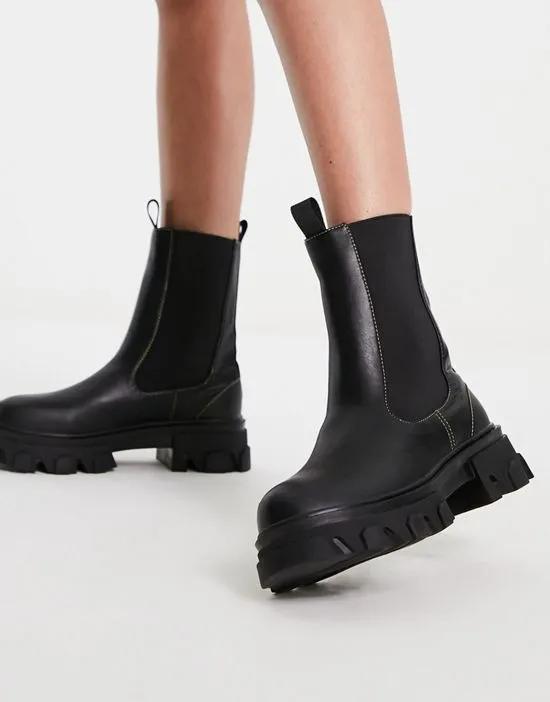 Public Desire Wonder chunky chelsea boots with contrast stitching in black