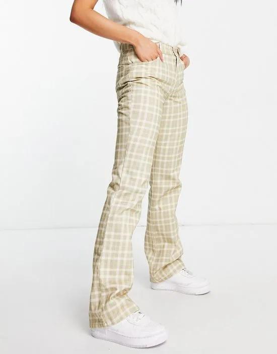 puddle flare pants in sage check