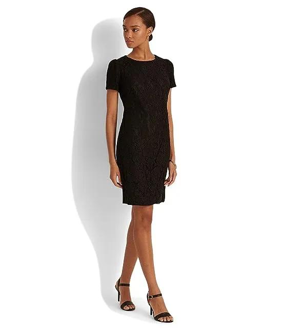 Puff-Sleeve Lace Cocktail Dress