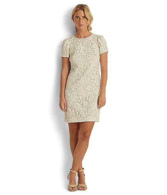 Puff-Sleeve Lace Cocktail Dress