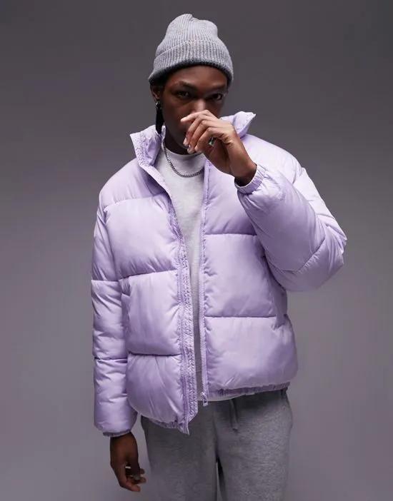 puffer jacket in lilac